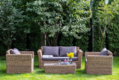 "Капучино" журнальный столик из искусственного ротанга (гиацинт), цвет соломенный