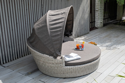 "Стильяно" плетеная кровать круглая, цвет бежевый